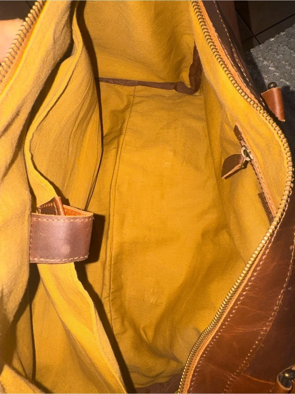 MAHI Brown Leather Weekender Bag